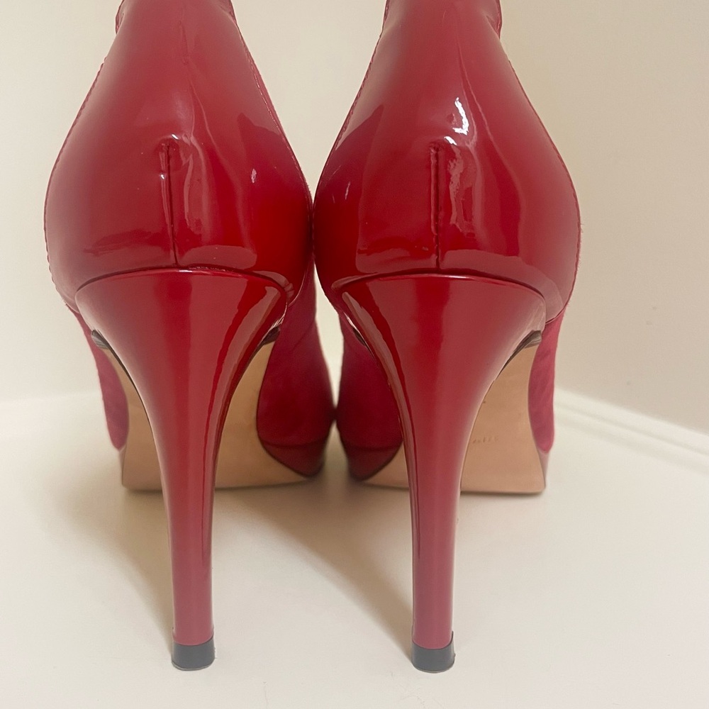 Cole Haan, Red Suede, Open Toe Heels, Nike Air Size 8 - Picture 5 of 7
